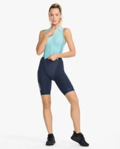 2XU Light Speed Front Zip Trisuit Mouwloos Blauw Dames -Sportwetsuit Winkel 2xu dames trisuit wt6663d out wht 03