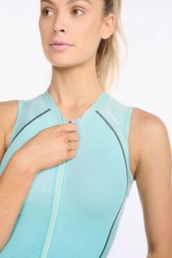 2XU Light Speed Front Zip Trisuit Mouwloos Blauw Dames -Sportwetsuit Winkel 2xu dames trisuit wt6663d out wht 06
