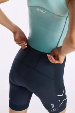 2XU Light Speed Front Zip Trisuit Mouwloos Blauw Dames -Sportwetsuit Winkel 2xu dames trisuit wt6663d out wht 08
