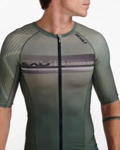 2XU Aero Tri Top Korte Mouw Groen Heren -Sportwetsuit Winkel 2xu heren tri top mt6662a alp per 05