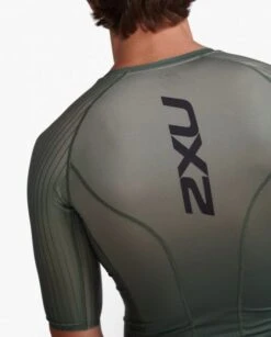 2XU Aero Tri Top Korte Mouw Groen Heren -Sportwetsuit Winkel 2xu heren tri top mt6662a alp per 06