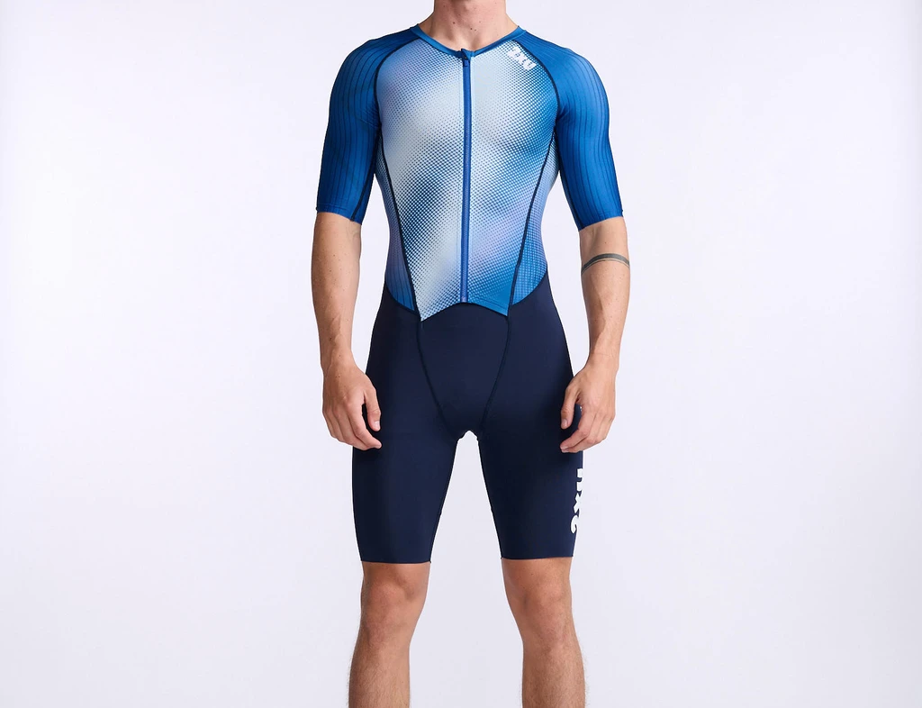 2XU Aero Trisuit Korte Mouw Wit/blauw Heren 3 2XU Aero Trisuit Korte Mouw Wit/blauw Heren