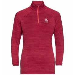 Odlo Run Easy Warm (zip) Millennium Element Hardloopshirt Lange Mouw Rood Dames