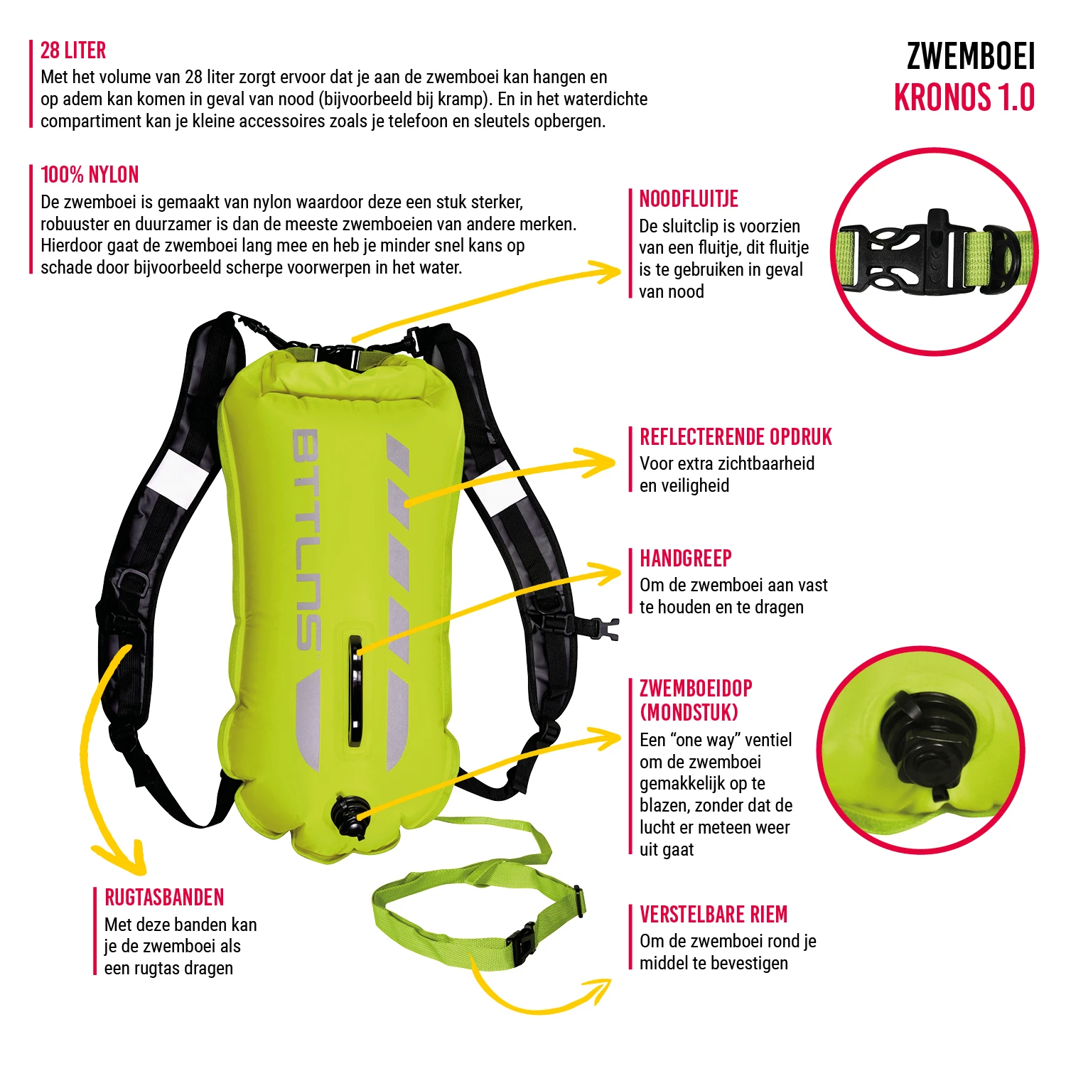 BTTLNS Kronos 1.0 Safeswimmer Backpack Zwemboei 28 Liter Groen 4 BTTLNS Kronos 1.0 Safeswimmer Backpack Zwemboei 28 Liter Groen - Image 2