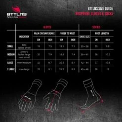 BTTLNS Neopreen Zwemsokken En Zwemhandschoenen Voordeelset -Sportwetsuit Winkel bttlns size guide neoprene gloves socks 1