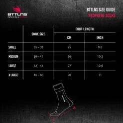 BTTLNS Neopreen Zwemsokken Caerus 1.0 Rood 11 BTTLNS Neopreen Zwemsokken Caerus 1.0 Rood -Sportwetsuit Winkel bttlns size guide neoprene socks