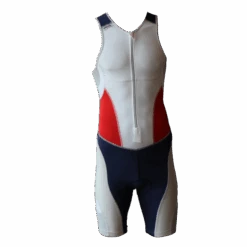 Ironman Trisuit Front Zip Mouwloos Extreme Suit Wit/blauw/rood Heren