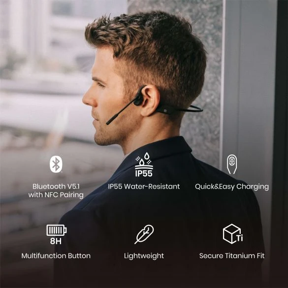 Shokz OpenComm Hoofdtelefoon Zwart 6 Shokz OpenComm Hoofdtelefoon Zwart - Image 4